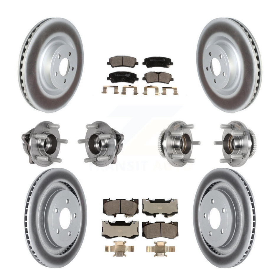 Front Rear Hub Bearings Coated Disc Brake Rotors And Pads Kit (10Pc) For Ford Mustang KBB-126192