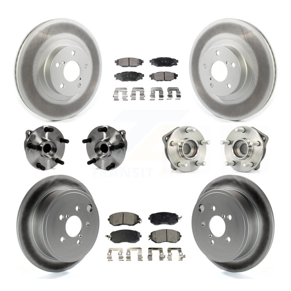 Front Rear Hub Bearings Coated Disc Brake Rotors And Pads Kit (10Pc) For Subaru Impreza KBB-126207