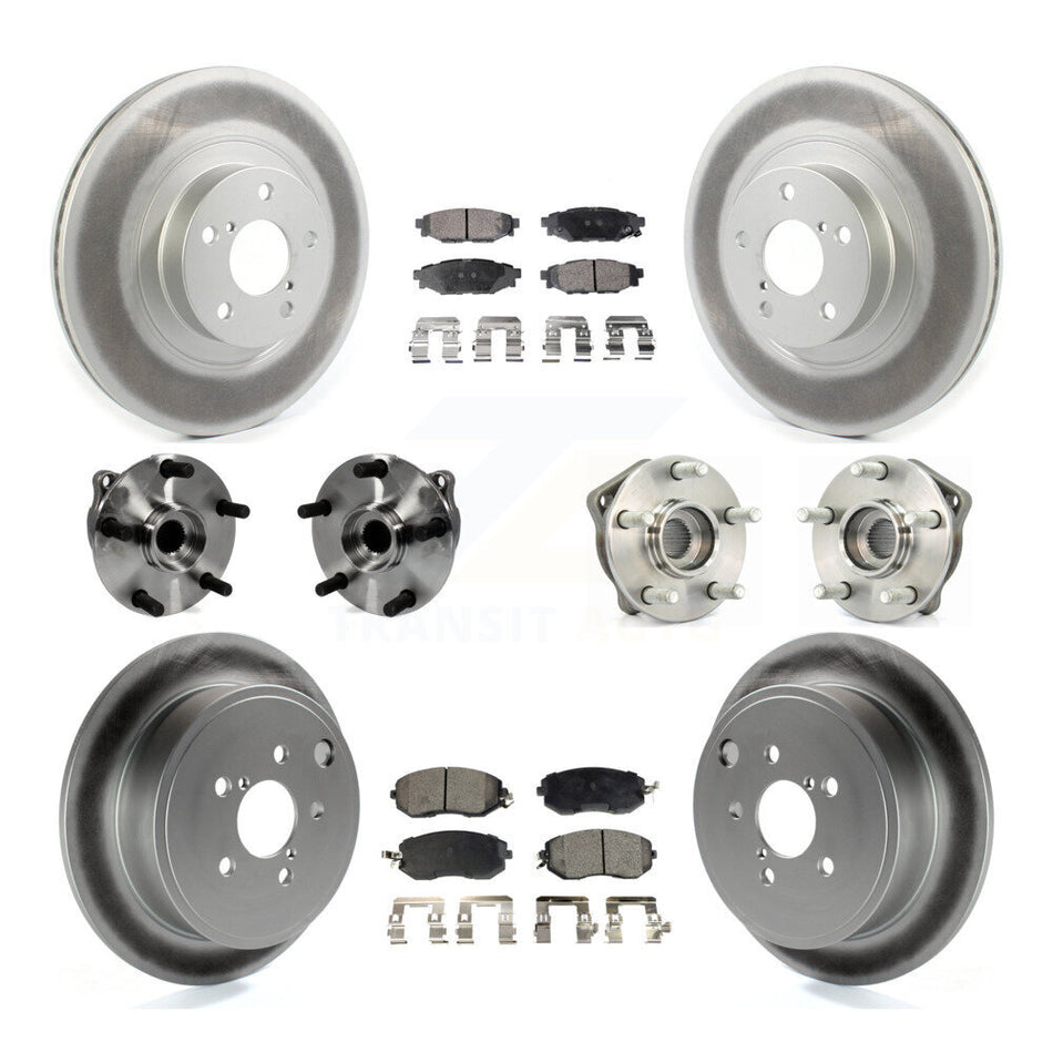 Front Rear Hub Bearings Coated Disc Brake Rotors And Pads Kit (10Pc) For Subaru Impreza KBB-126207