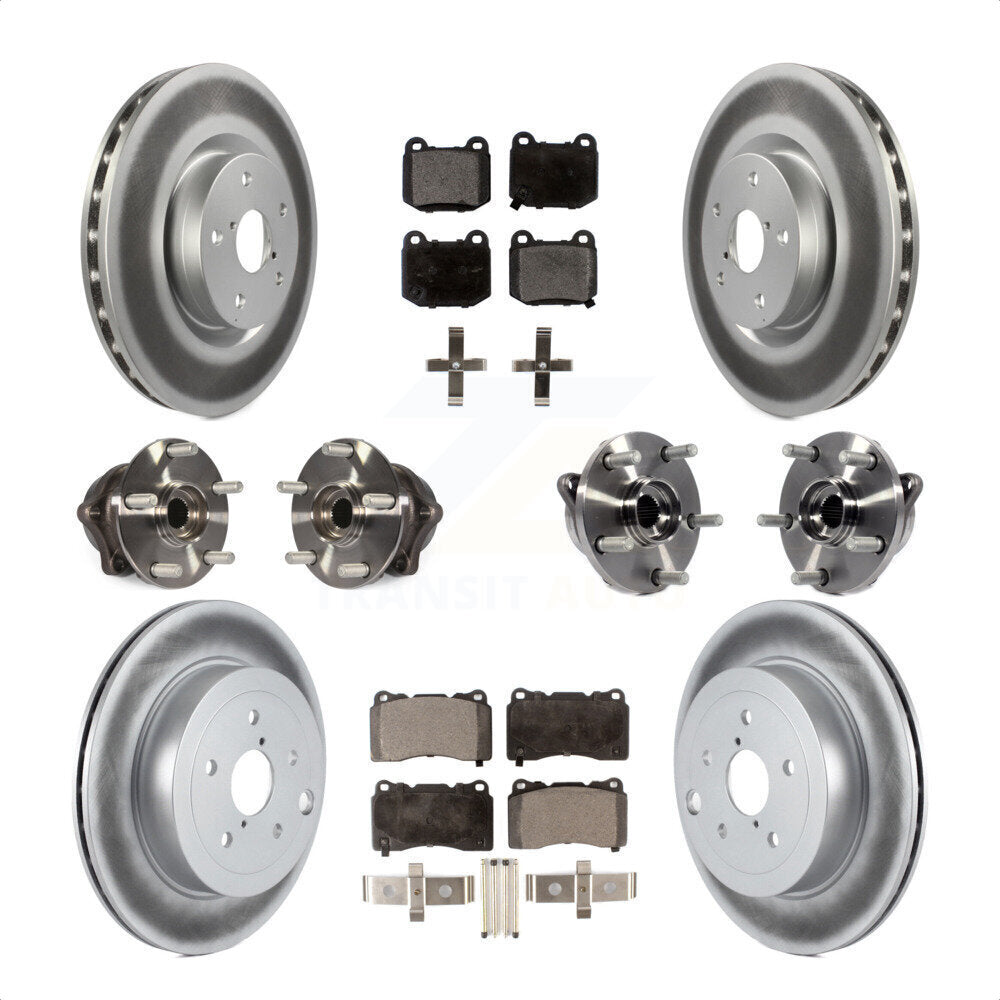 Front Rear Hub Bearing Coated Disc Brake Rotor Pads Kit (10Pc) For Subaru Impreza WRX STI KBB-126211