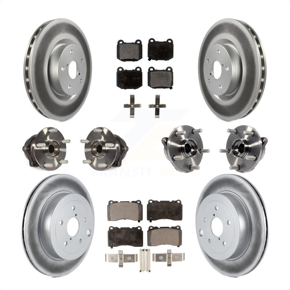 Front Rear Hub Bearing Coated Disc Brake Rotor Pads Kit (10Pc) For Subaru Impreza WRX STI KBB-126211