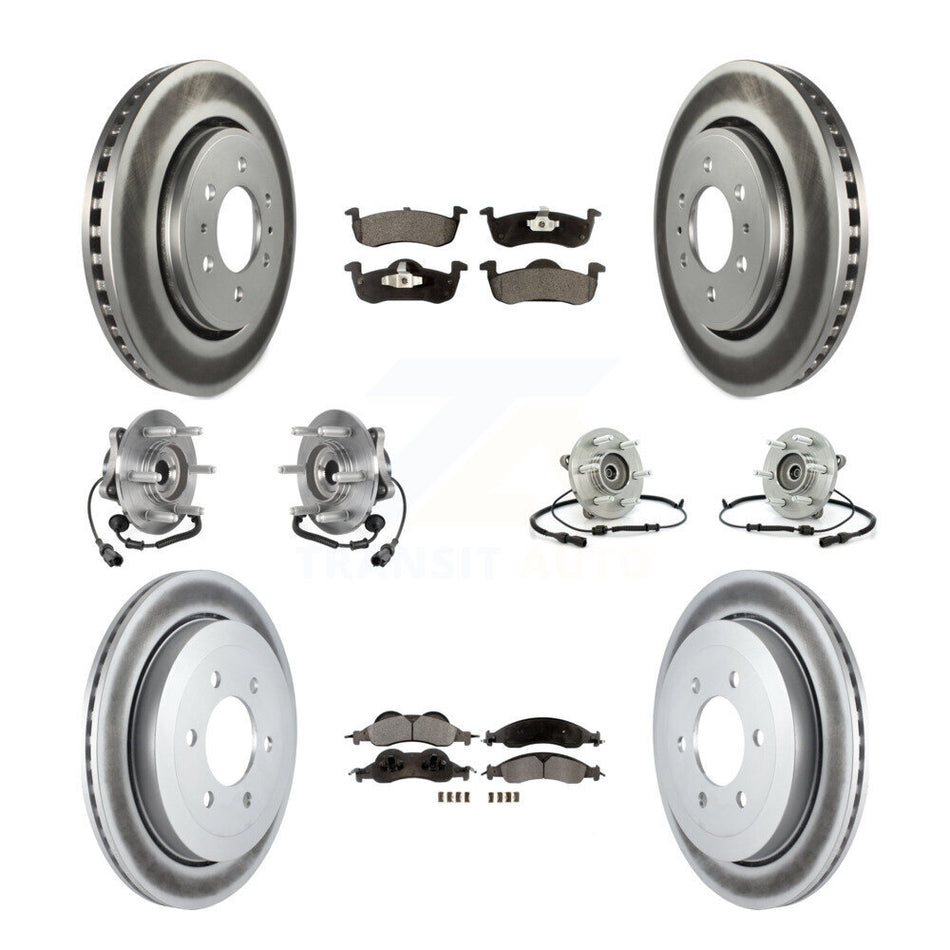 Front Rear Hub Bearing Coated Disc Brake Rotor Pad Kit (10Pc) For Ford Expedition Lincoln KBB-126214