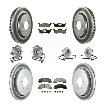 Front Rear Hub Bearing Coated Brake Rotor Pads Kit (10Pc) For Ford Expedition Lincoln 4WD KBB-126216