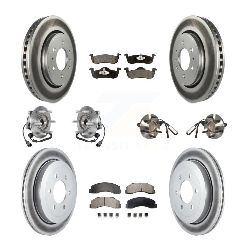 Front Rear Hub Bearing Coated Brake Rotor Pads Kit (10Pc) For Ford Expedition Lincoln RWD KBB-126217