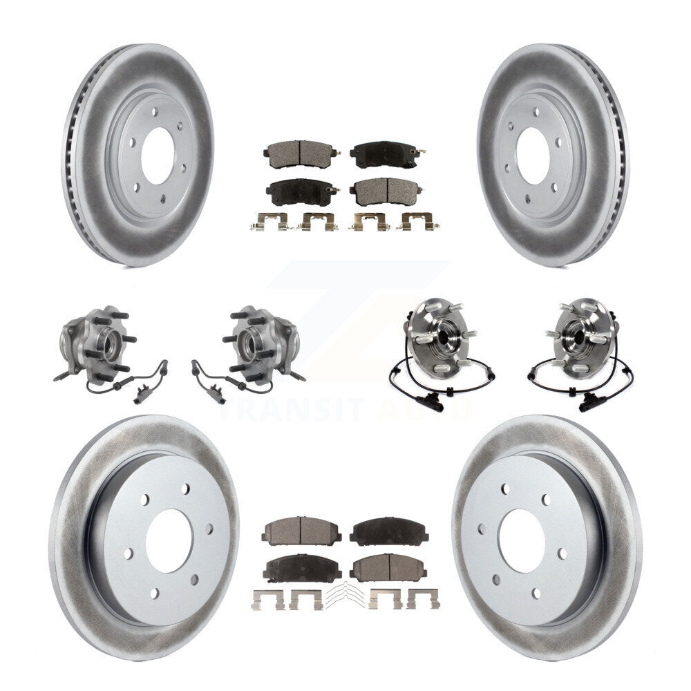 Front Rear Hub Bearing Coat Brake Rotor Pad Kit (10Pc) For Nissan Armada With Solid KBB-126222