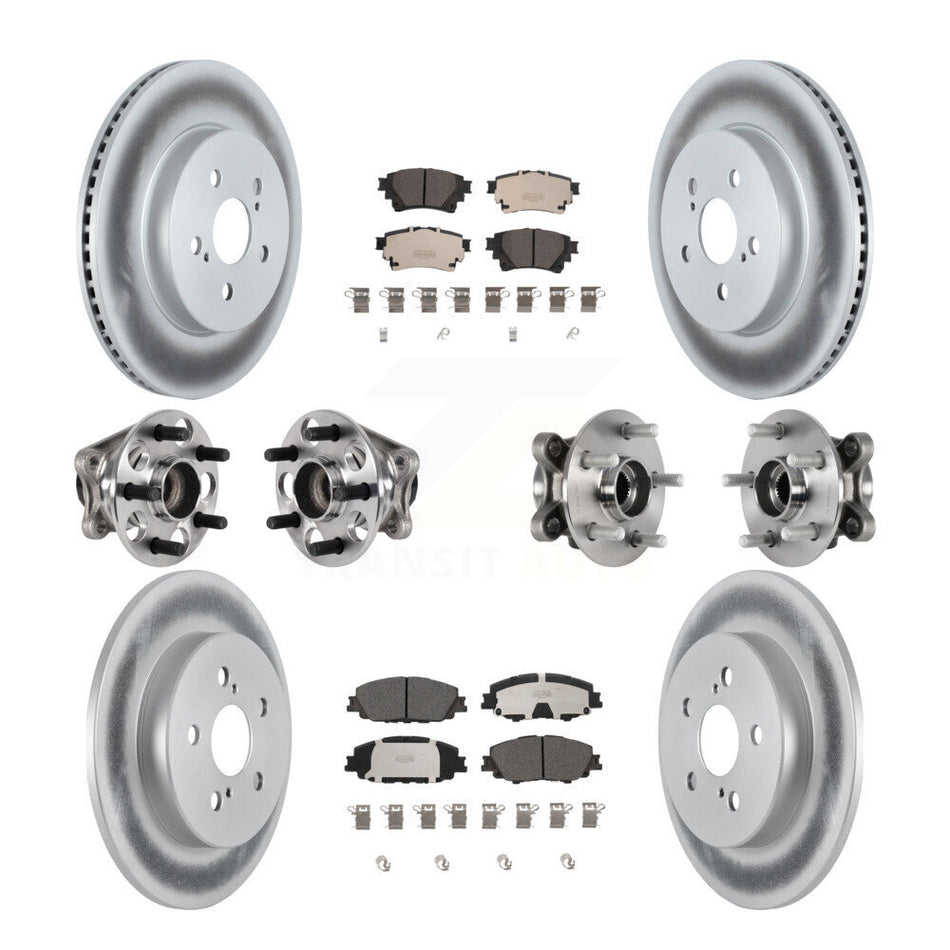 Front Rear Hub Bearings Coated Disc Brake Rotors And Pads Kit (10Pc) For Toyota Corolla KBB-126231