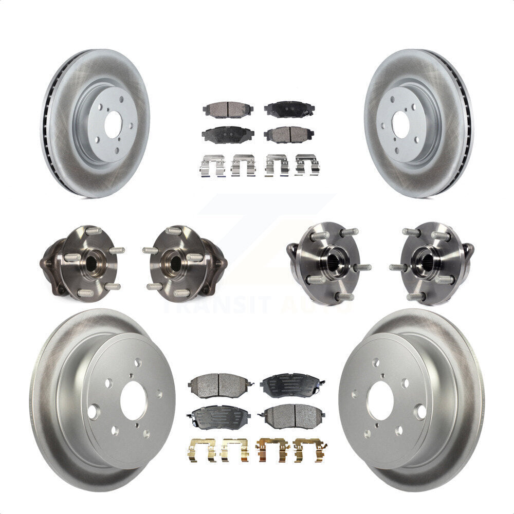 Front Rear Hub Bearing Coated Disc Brake Rotor And Ceramic Pads Kit (10Pc) For Subaru WRX KBB-126234
