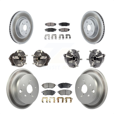 Front Rear Hub Bearing Coated Disc Brake Rotor And Ceramic Pads Kit (10Pc) For Subaru WRX KBB-126234