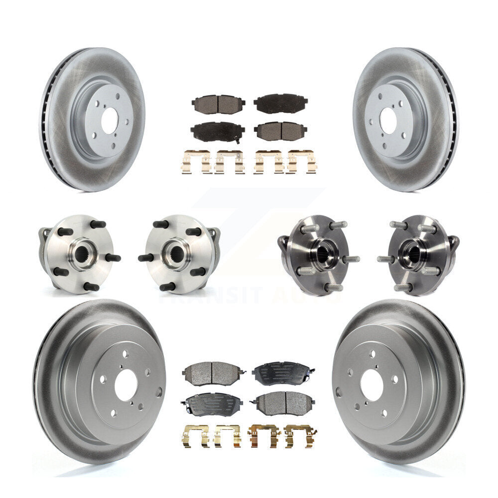 Front Rear Hub Bearing Coated Brake Rotor Pads Kit (10Pc) For 2006-2007 Subaru B9 Tribeca KBB-126235