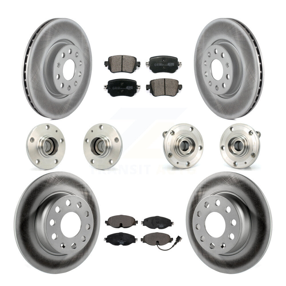 Front Rear Hub Bearing Coated Disc Brake Rotors And Pads Kit (10Pc) For Volkswagen Passat KBB-126243