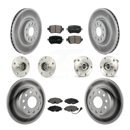 Front Rear Hub Bearing Coated Disc Brake Rotors And Pads Kit (10Pc) For Volkswagen Passat KBB-126243