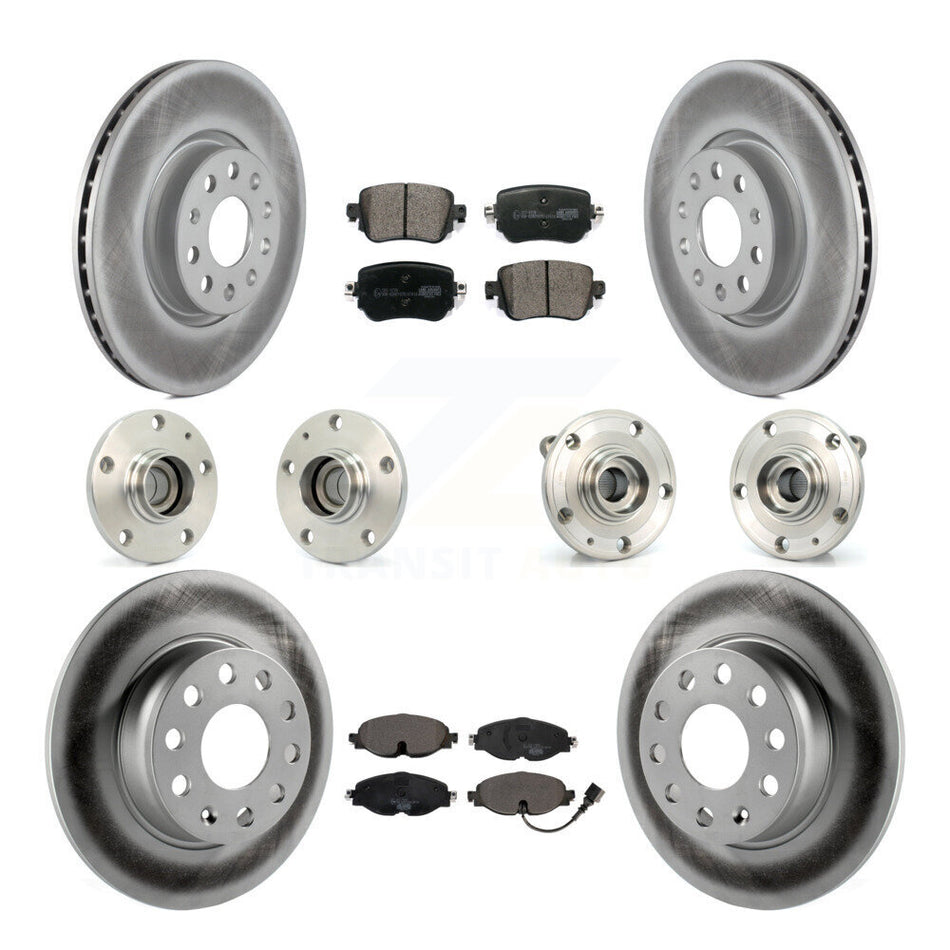 Front Rear Hub Bearing Coated Disc Brake Rotors And Pads Kit (10Pc) For Volkswagen Passat KBB-126243