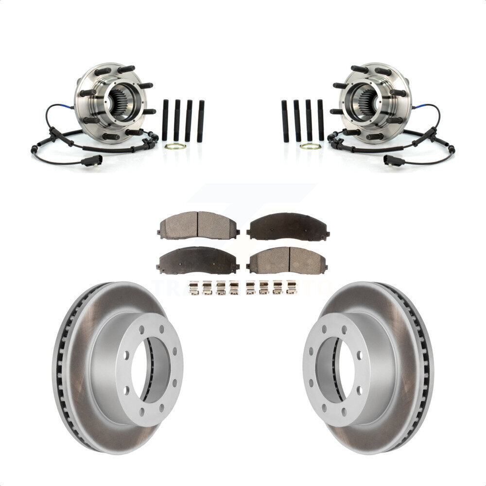 Front Hub Bearing Assembly Coated Brake Rotor Pads Kit For 2013 Ford F-250 Super Duty 4WD KBB-126266