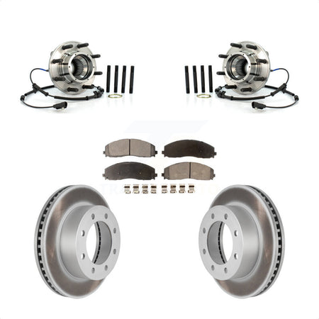 Front Hub Bearing Assembly Coated Brake Rotor Pads Kit For 2013 Ford F-250 Super Duty 4WD KBB-126266