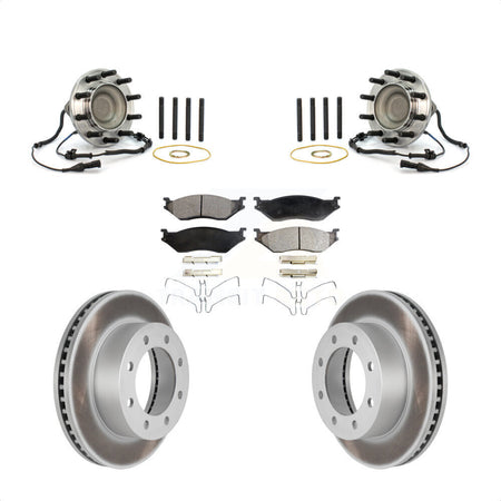 Front Hub Bearing Coated Brake Rotor Pads Kit For Ford F-450 Super Duty With 8 Lug Wheels KBB-126267