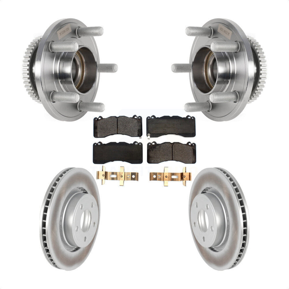 Front Hub Bearing Coated Brake Rotor Pads Kit For 2015 Ford Mustang V6 With Brembo Brakes KBB-126273