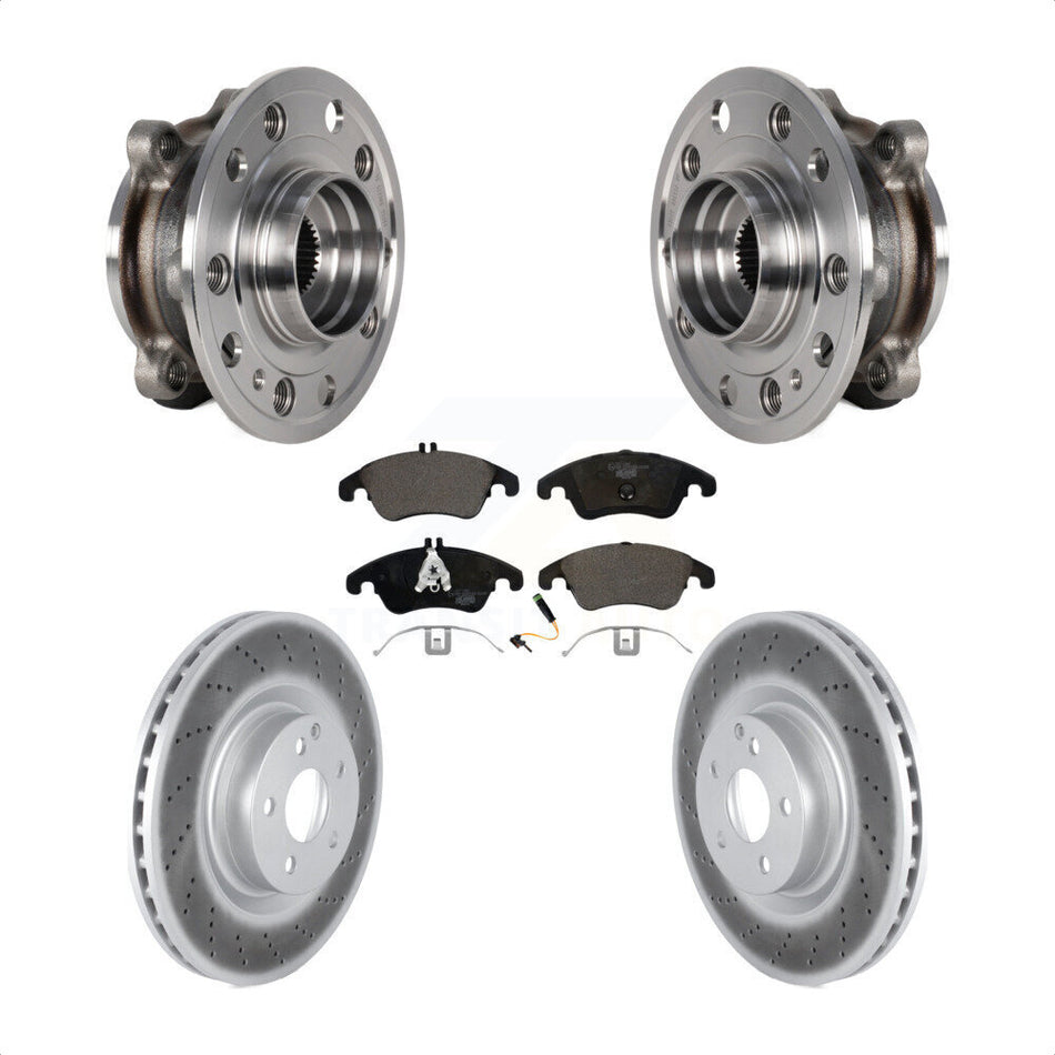 Front Hub Bearing Assembly Coated Brake Rotor And Pad Kit For 2017 Mercedes-Benz E400 AWD KBB-126287