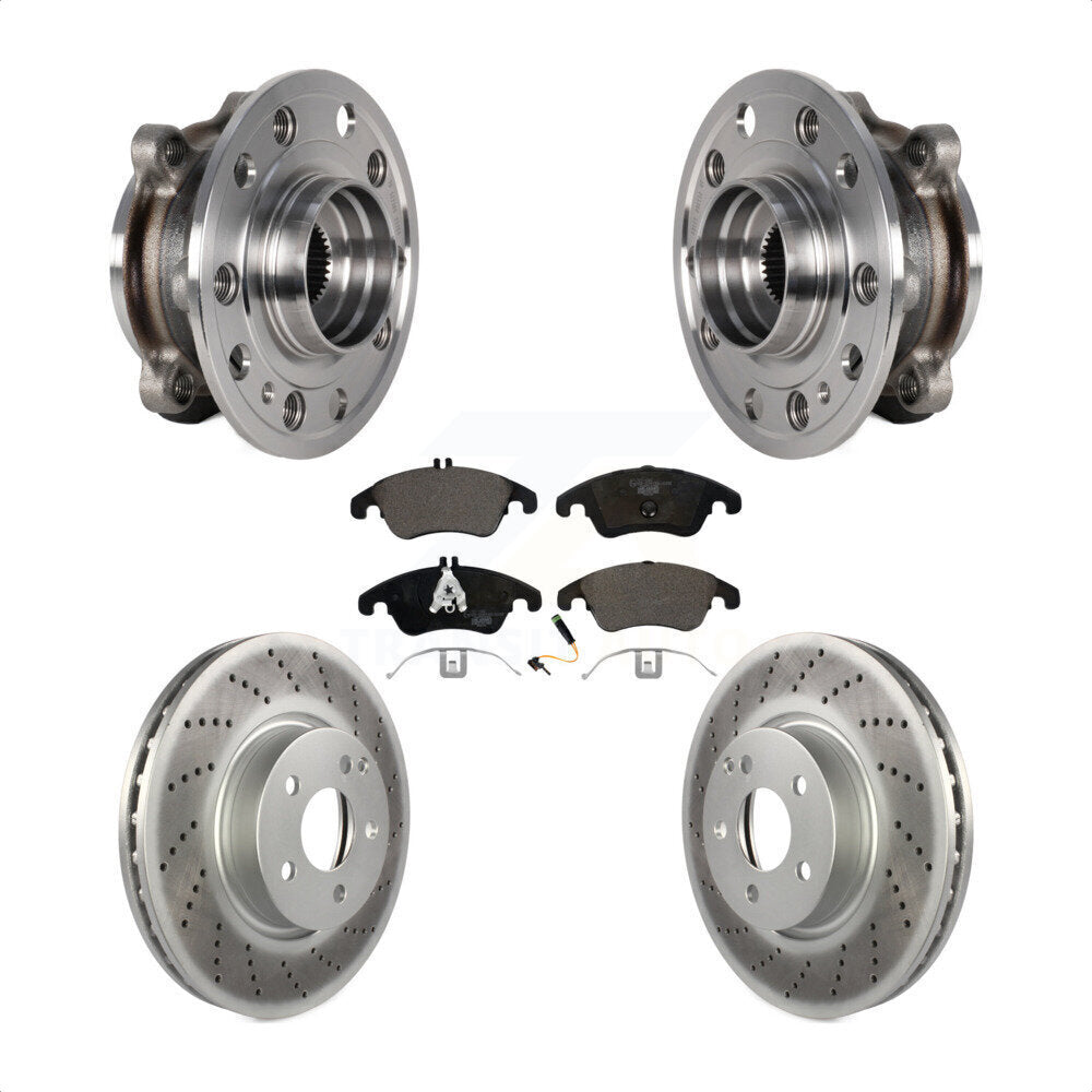 Front Hub Bearing Assembly Coated Brake Rotor And Pad Kit For 2017 Mercedes-Benz E400 AWD KBB-126288