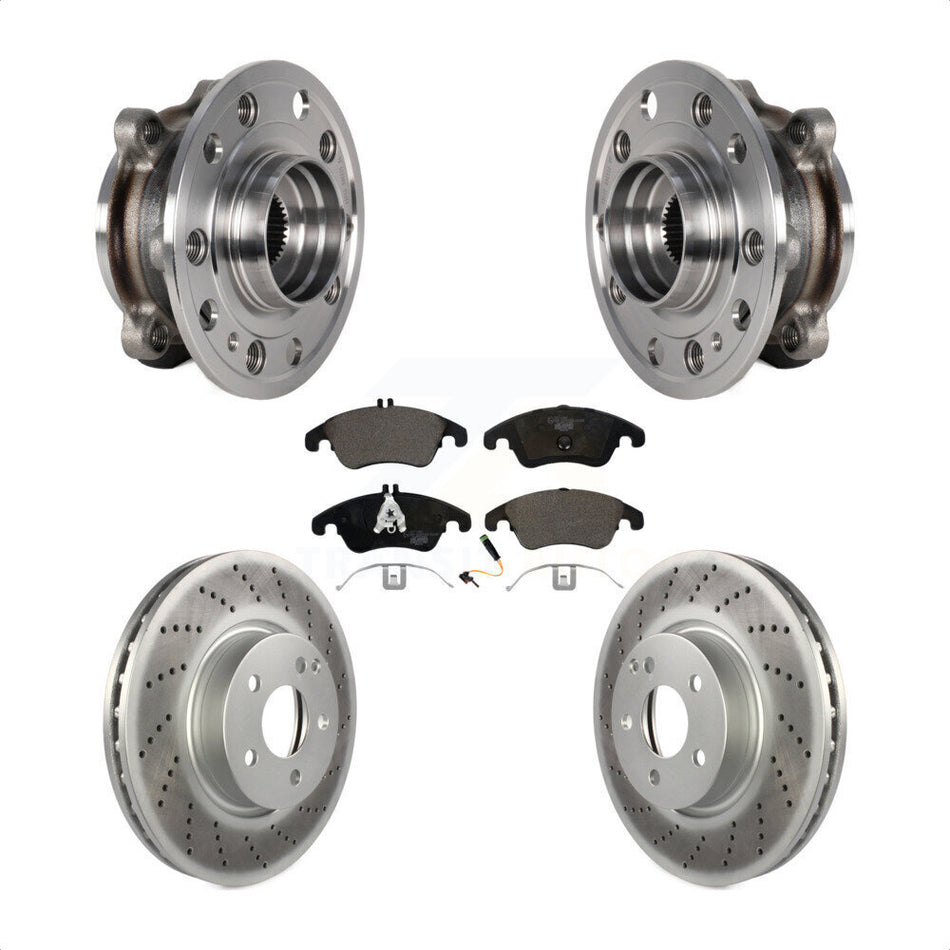 Front Hub Bearing Assembly Coated Brake Rotor And Pad Kit For 2017 Mercedes-Benz E400 AWD KBB-126288