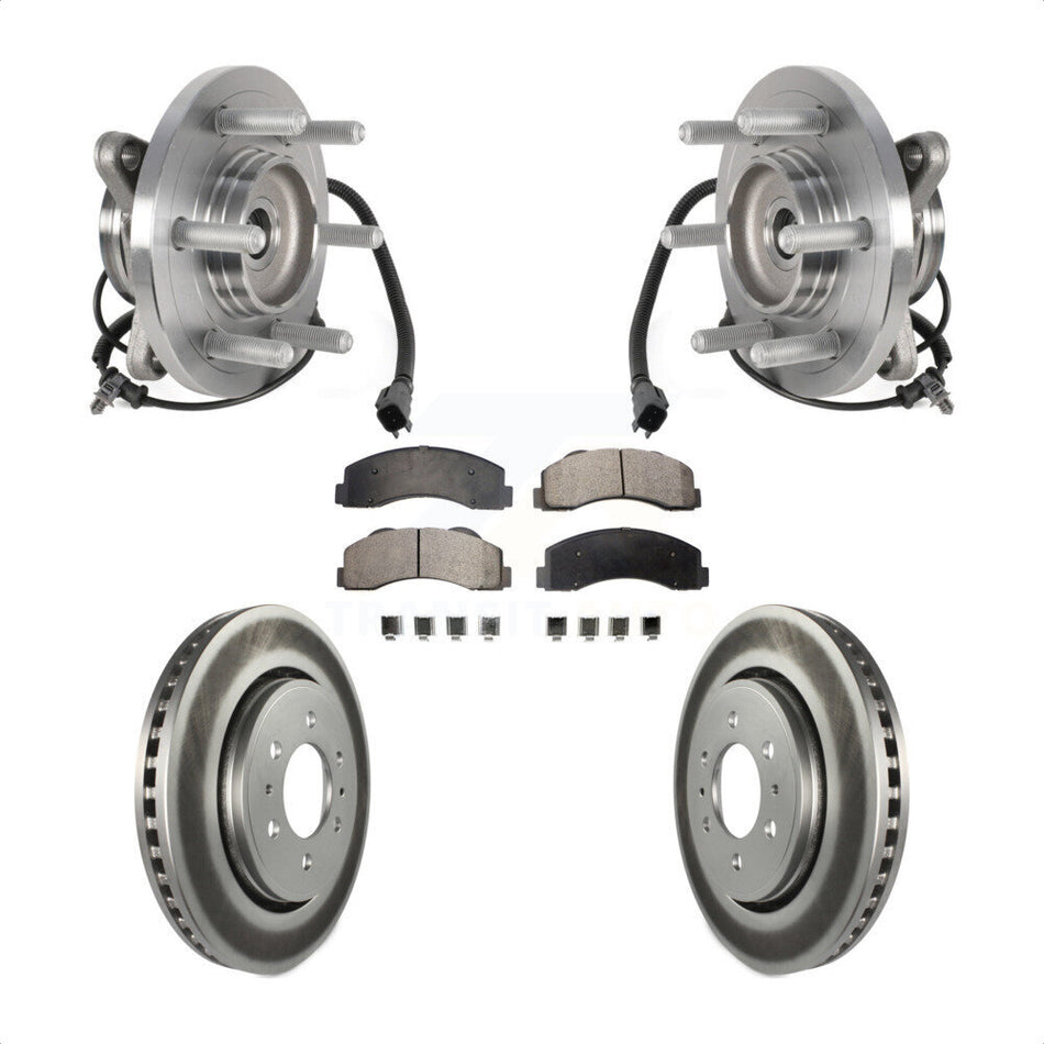 Front Hub Bearing Coated Brake Rotor & Pads Kit For Ford Expedition Lincoln Navigator 4WD KBB-126289