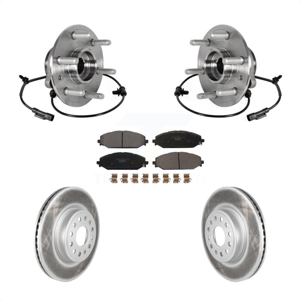 Front Hub Bearing Coated Disc Brake Rotor Pad Kit For Ram 1500 Without 22" Factory Wheels KBB-126293