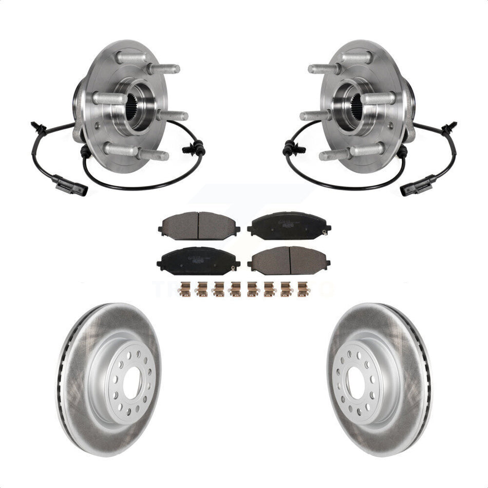 Front Hub Bearing Coated Disc Brake Rotor Pad Kit For Ram 1500 Without 22" Factory Wheels KBB-126293