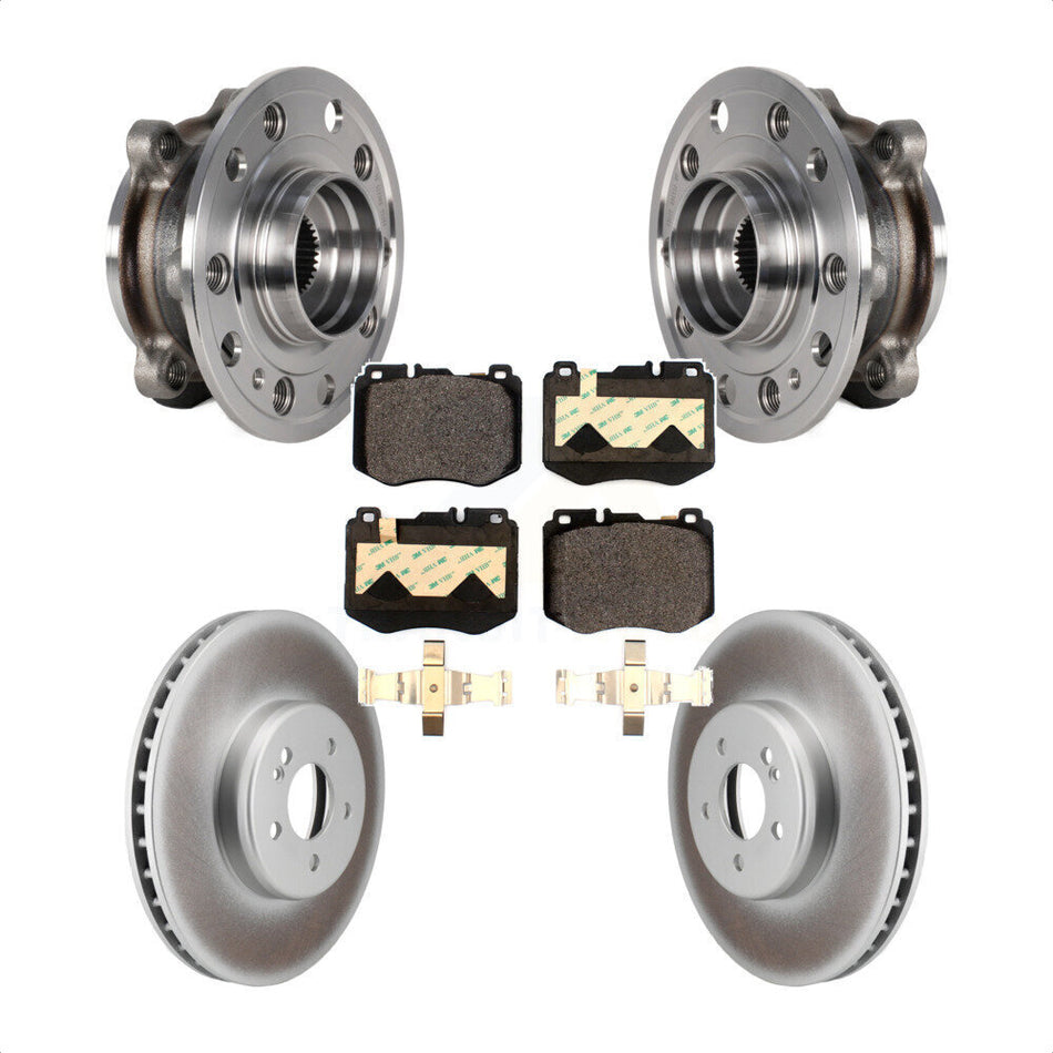 Front Hub Bearing Assembly Coated Disc Brake Rotor & Pads Kit For Mercedes-Benz C300 C400 KBB-126302