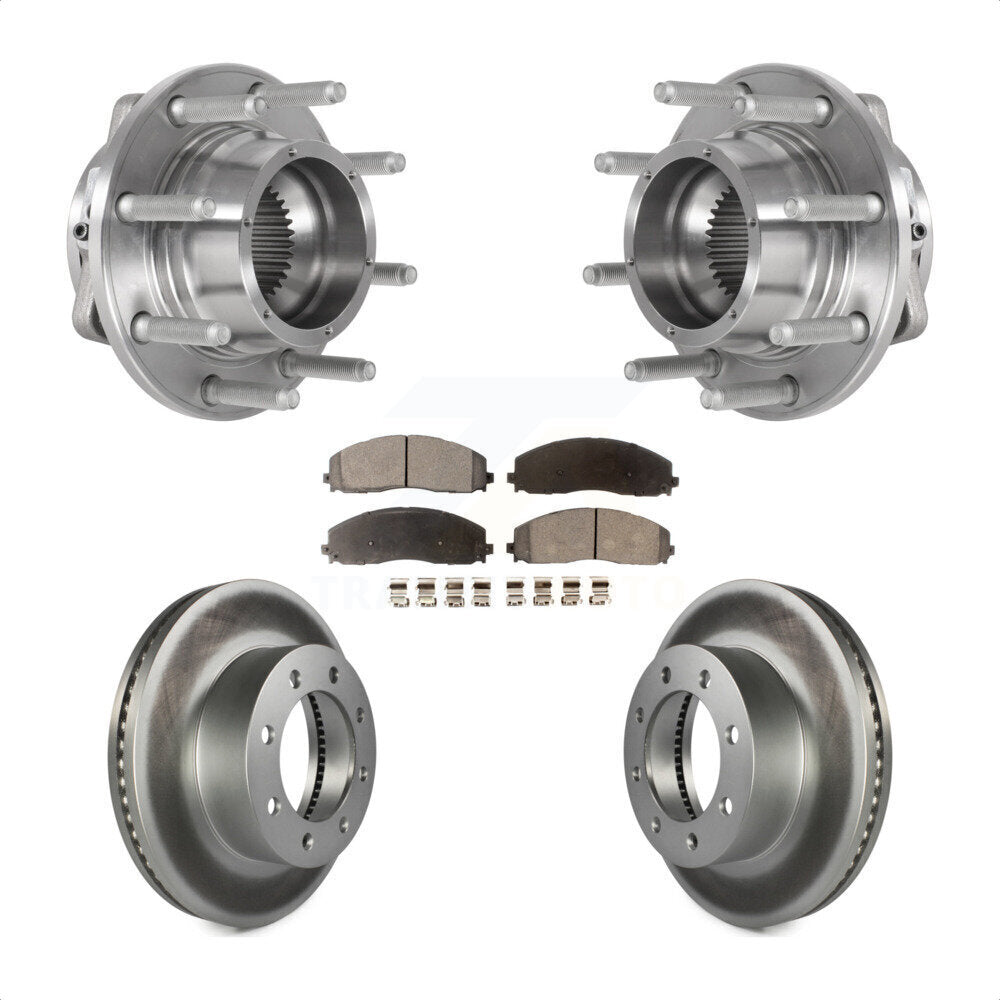 Front Hub Bearing Coat Brake Rotor Pads Kit For 2017-2022 Ford F-350 Super Duty F-250 4WD KBB-126308