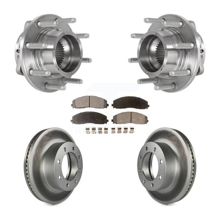 Front Hub Bearing Coat Brake Rotor Pads Kit For 2017-2022 Ford F-350 Super Duty F-250 4WD KBB-126308