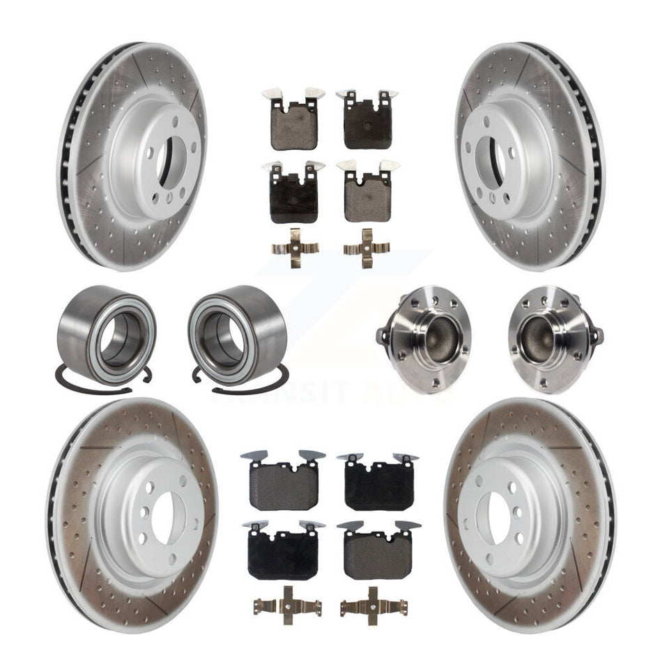 Front Rear Hub Bearing Coated Disc Brake Rotor & Pads Shoe Kit (10Pc) For BMW M235i M240i KBB-126320