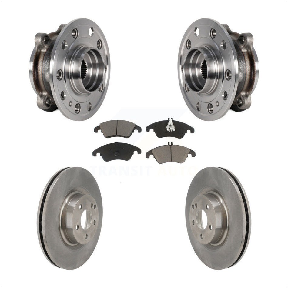 Front Hub Bearing Assembly Disc Brake Rotors And Pads Kit For 2017 Mercedes-Benz E400 AWD KBB-126356