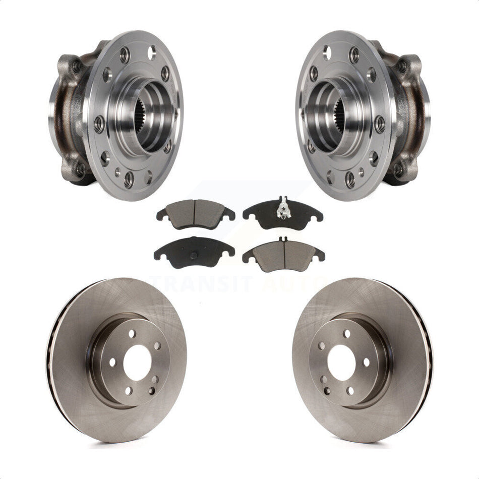 Front Hub Bearing Assembly Disc Brake Rotors And Pads Kit For 2017 Mercedes-Benz E400 AWD KBB-126357