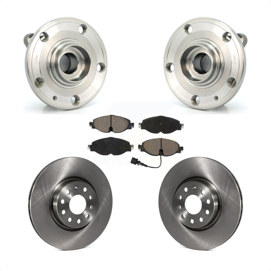 Front Hub Bearing Assembly Disc Brake Rotors And Ceramic Pads Kit For Volkswagen Passat KBB-126372