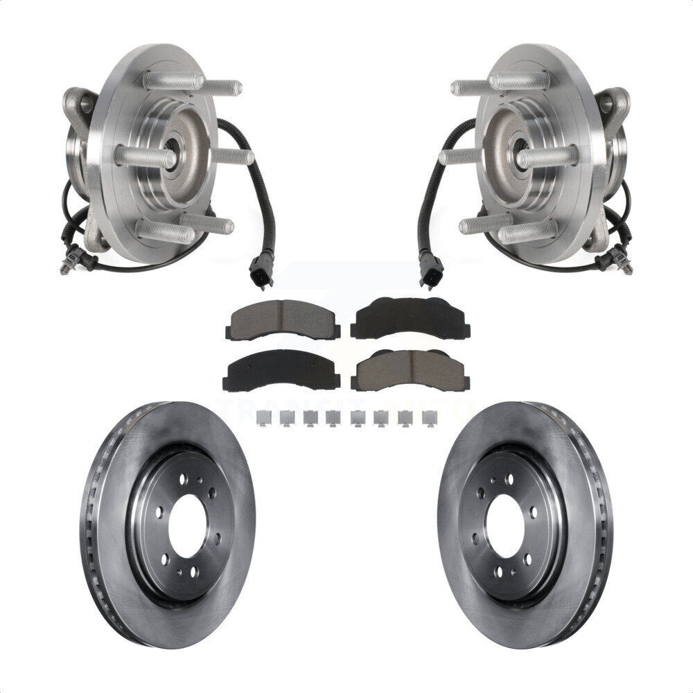 Front Hub Bearing Brake Rotor Pad Kit For 2015-2017 Ford Expedition Lincoln Navigator 4WD KBB-126374