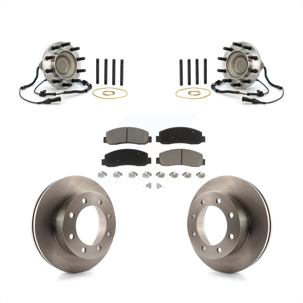 Front Hub Bearing Assembly Disc Brake Rotor And Ceramic Pad Kit For Ford F-450 Super Duty KBB-126381