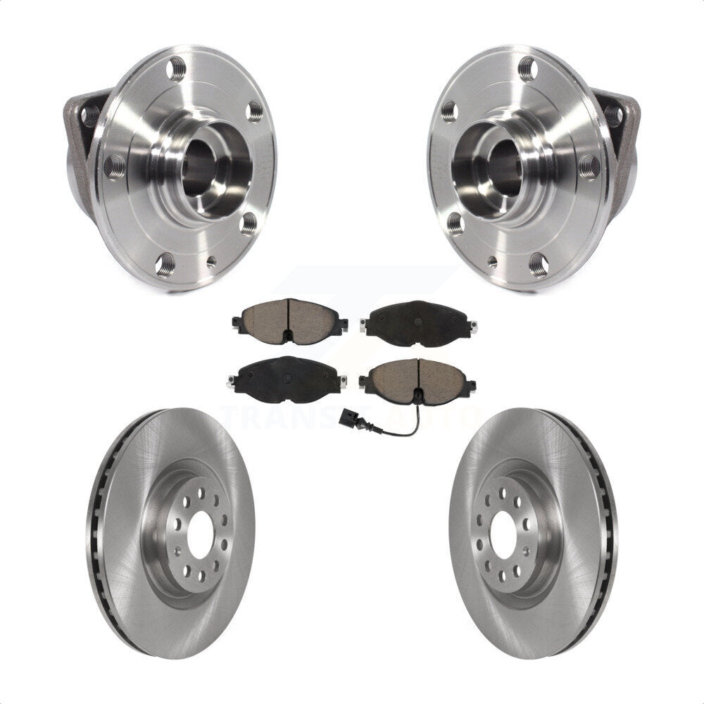 Front Hub Bearing Disc Brake Rotor Pad Kit For Volkswagen GTI Without Performance Package KBB-126384