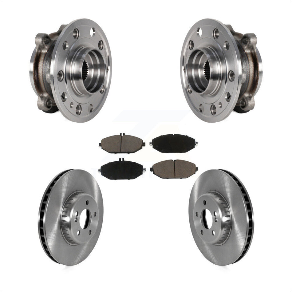 Front Hub Bearing Brake Rotor Pads Kit For 15-21 Mercedes-Benz C300 Without Sport Package KBB-126385