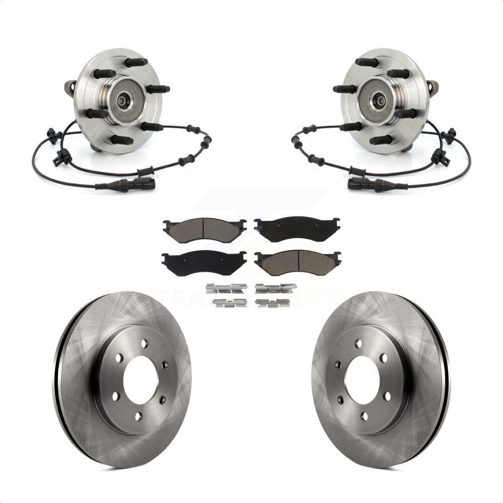 Front Hub Bearing Brake Rotor & Pad Kit For Lincoln Navigator 4WD with Coil front springs KBB-126390