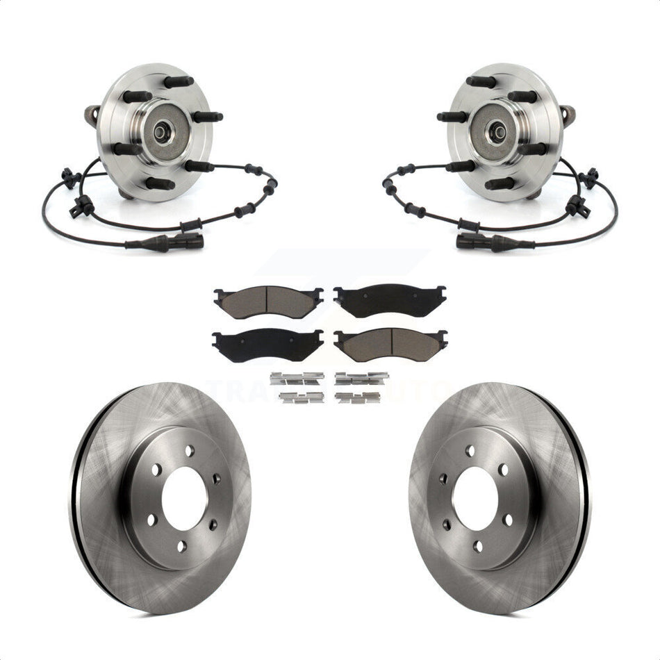 Front Hub Bearing Brake Rotor & Pad Kit For Lincoln Navigator 4WD with Coil front springs KBB-126390