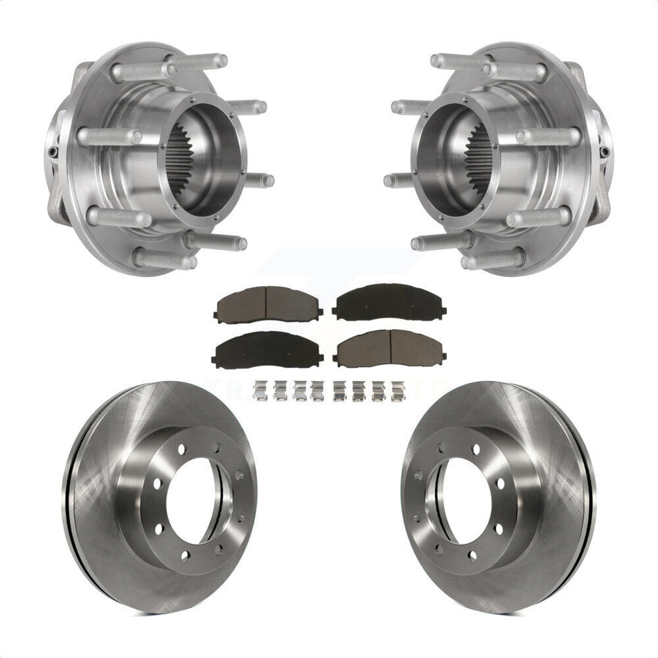 Front Hub Bearing Disc Brake Rotor Pads Kit For 2017-2022 Ford F-350 Super Duty F-250 4WD KBB-126397