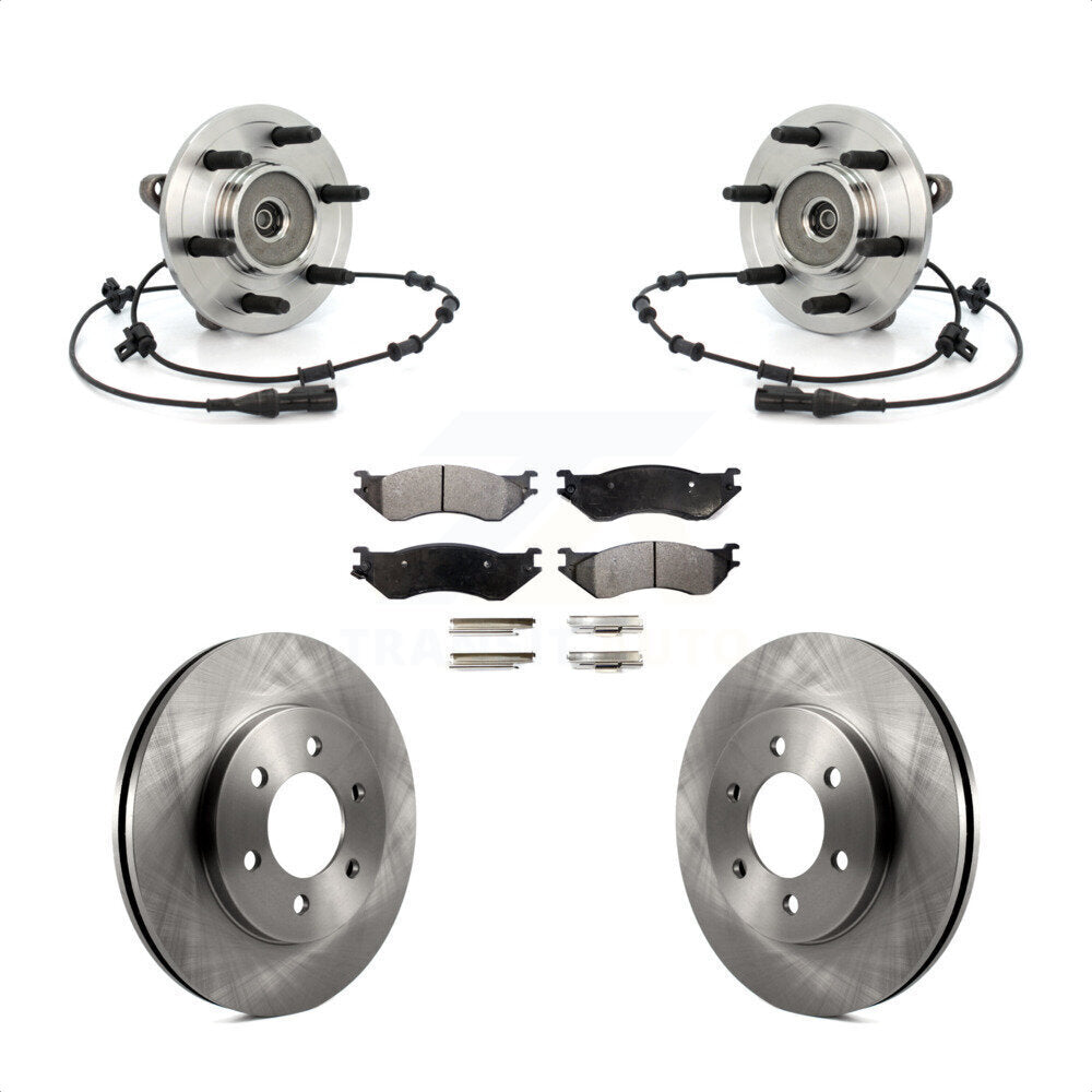Front Hub Bearing Brake Rotor & Pad Kit For Lincoln Navigator 4WD with Coil front springs KBB-126400