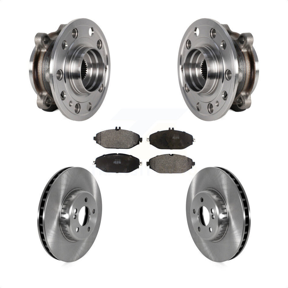 Front Hub Bearing Brake Rotor Pads Kit For 15-21 Mercedes-Benz C300 Without Sport Package KBB-126415