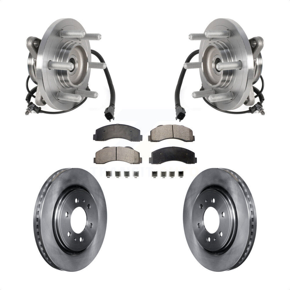 Front Hub Bearing Brake Rotor Pad Kit For 2015-2017 Ford Expedition Lincoln Navigator 4WD KBB-126419