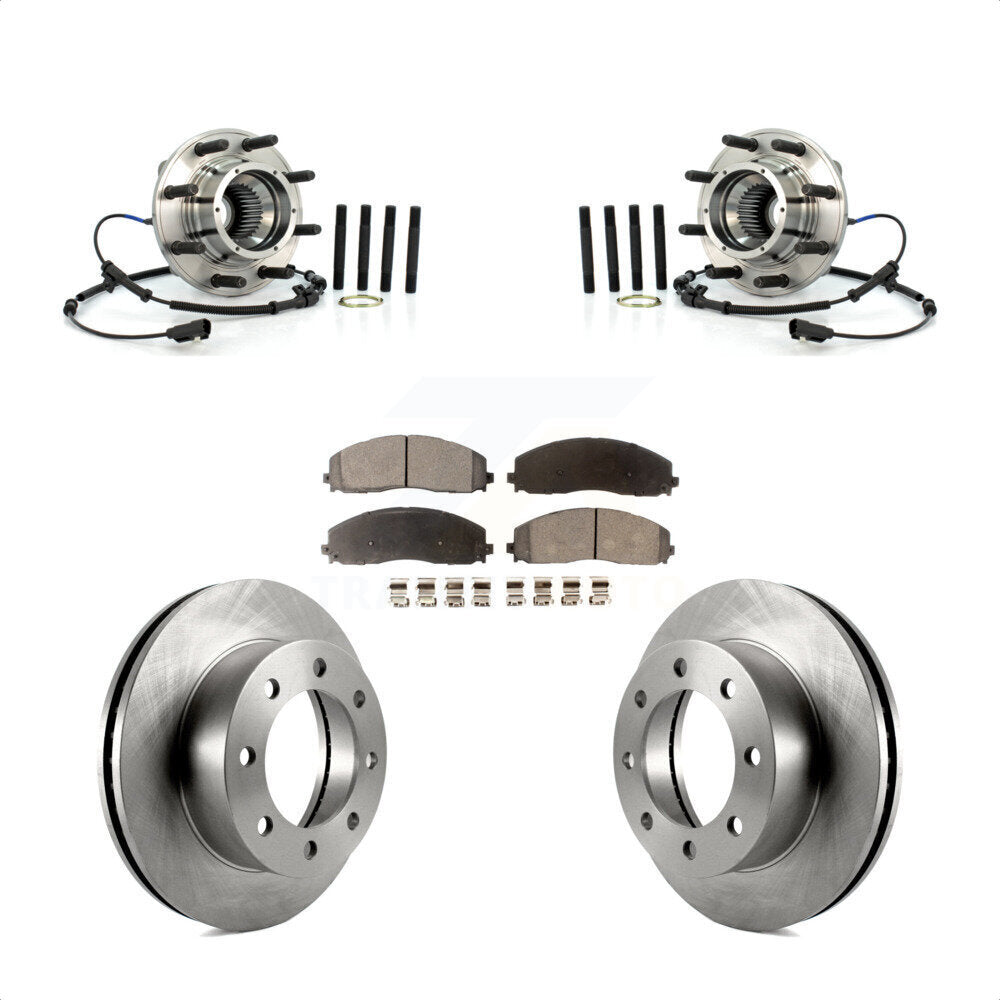 Front Hub Bearing Assembly Disc Brake Rotor & Pads Kit For 2013 Ford F-250 Super Duty 4WD KBB-126420