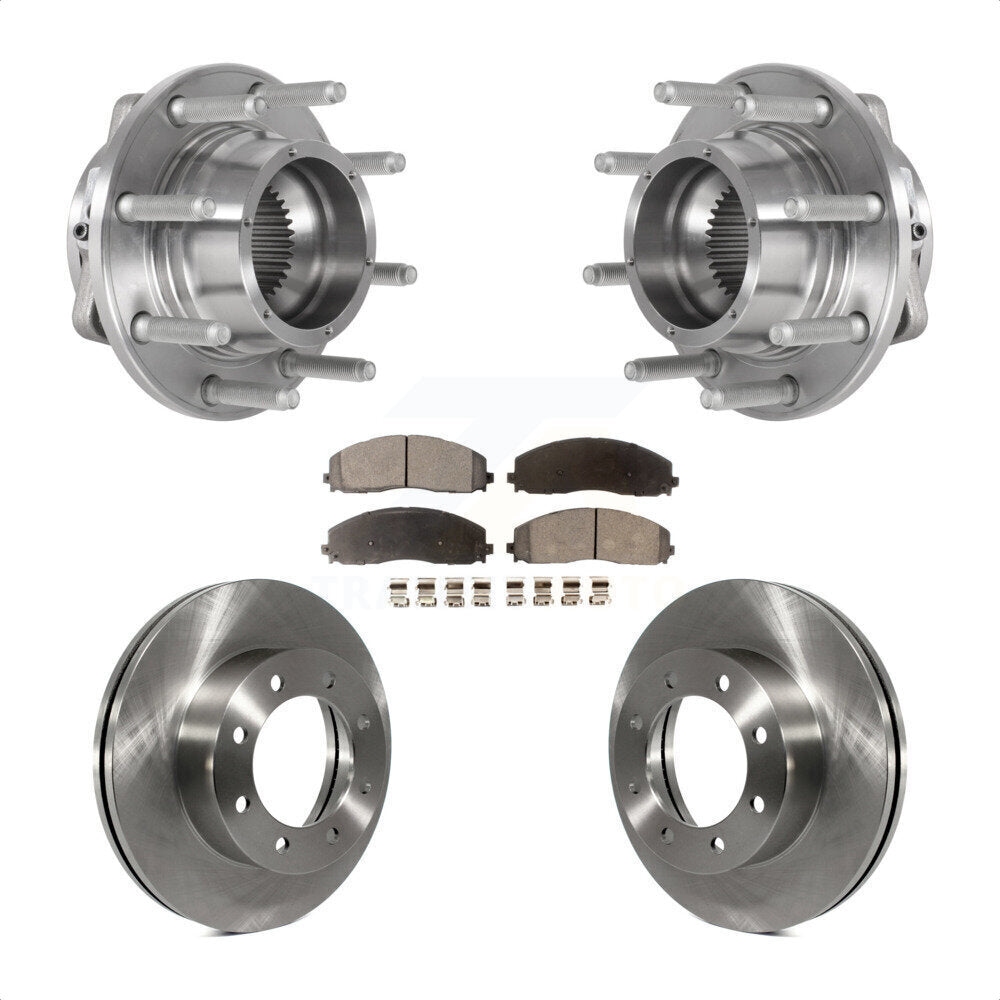 Front Hub Bearing Disc Brake Rotor Pads Kit For 2017-2022 Ford F-350 Super Duty F-250 4WD KBB-126426