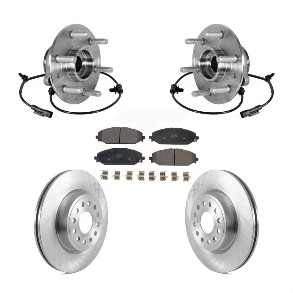 Front Hub Bearing Assembly Brake Rotor & Pads Kit For Ram 1500 Without 22" Factory Wheels KBB-126429
