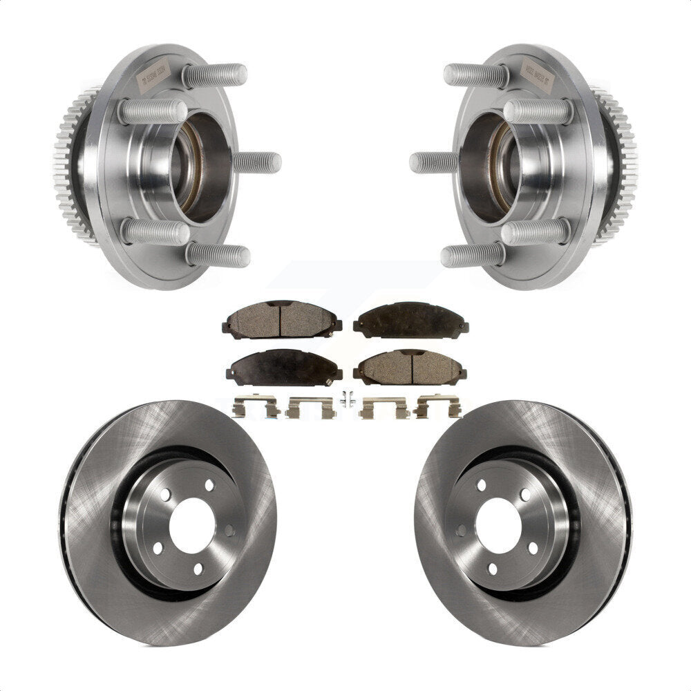 Front Hub Bearing Assembly Disc Brake Rotors And Semi-Metallic Pads Kit For Ford Mustang KBB-126435