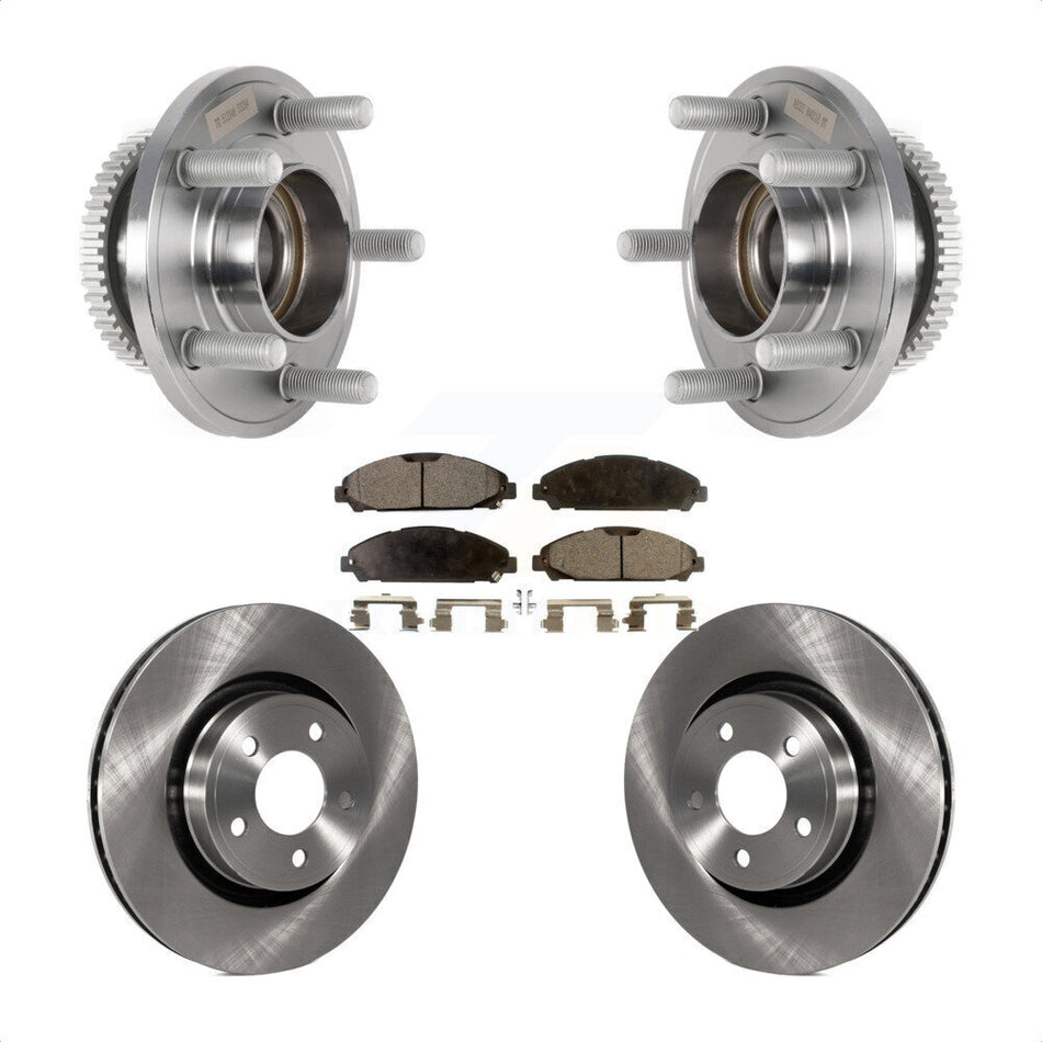 Front Hub Bearing Assembly Disc Brake Rotors And Semi-Metallic Pads Kit For Ford Mustang KBB-126435