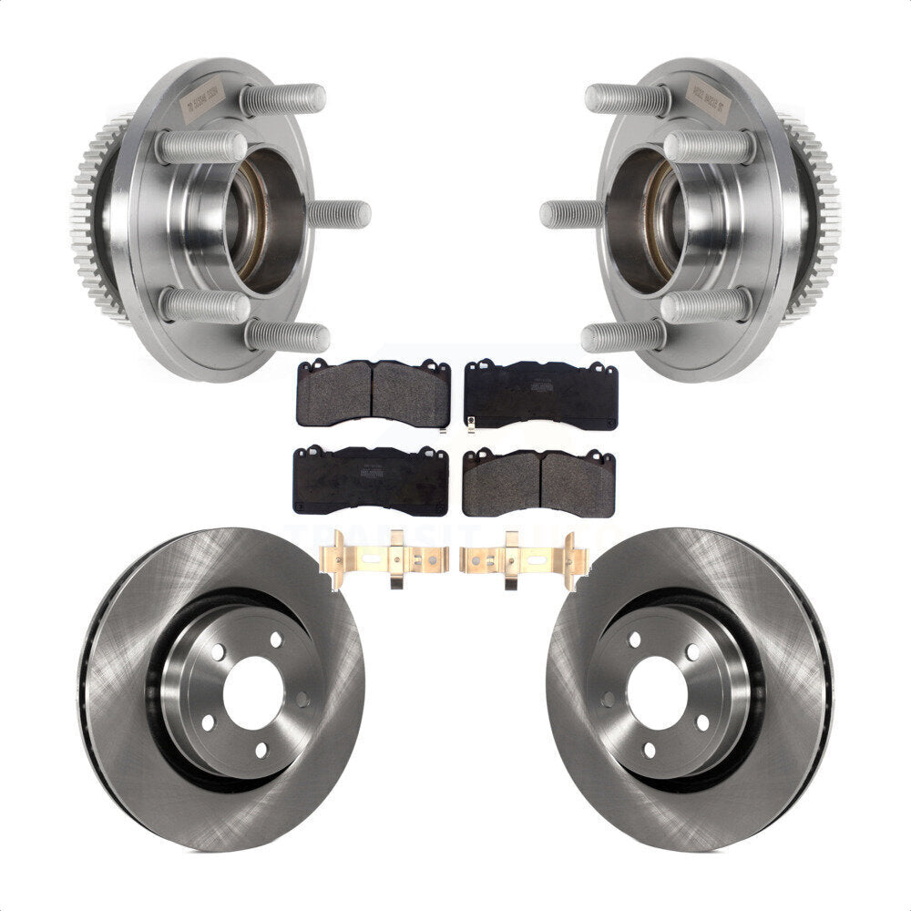 Front Hub Bearing Disc Brake Rotor & Pads Kit For 2015 Ford Mustang V6 With Brembo Brakes KBB-126436