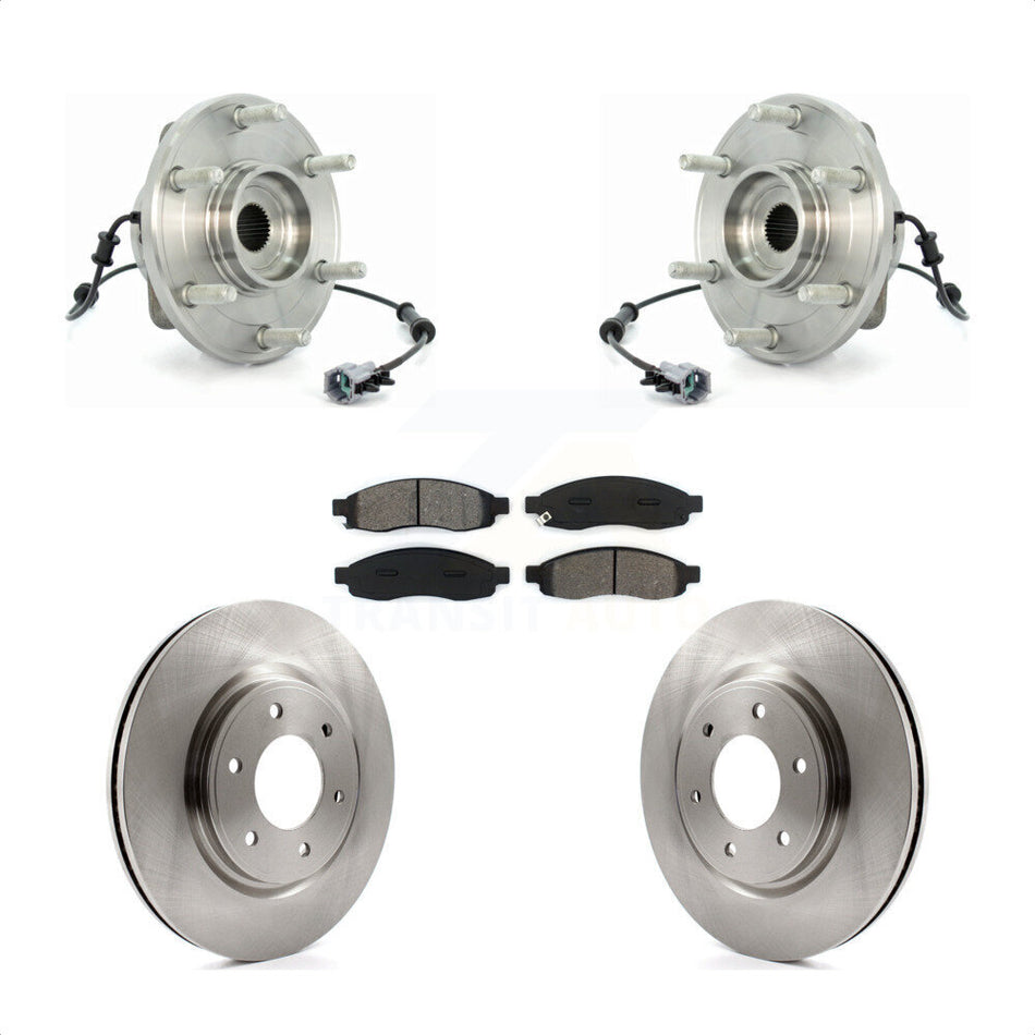 Front Hub Bearing Assembly Disc Brake Rotor And Pads Kit For 2007 Nissan TITAN From 04 07 KBB-126448